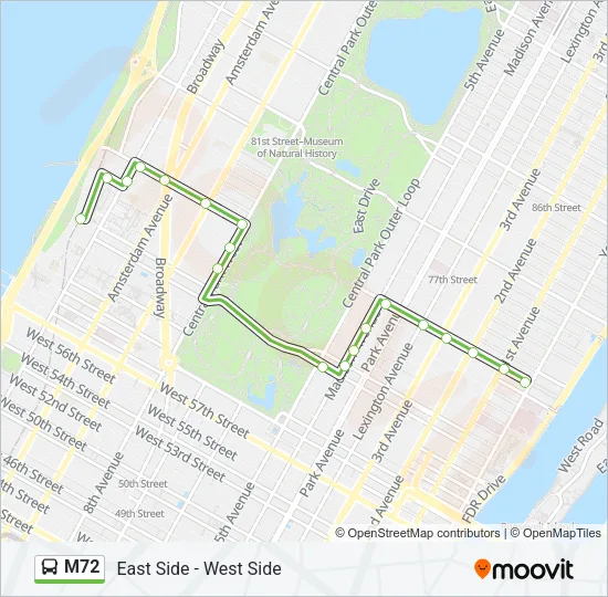 M72 Bus Line Map
