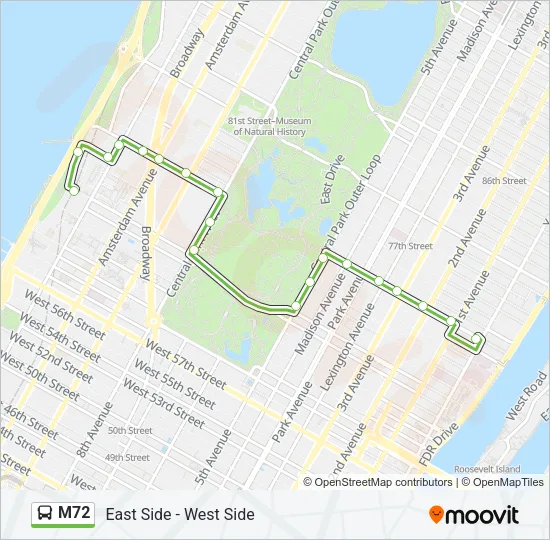 M72 Bus Line Map