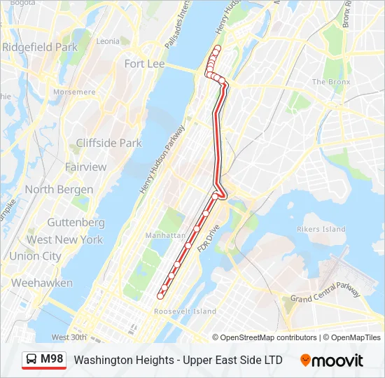 M98 Bus Line Map
