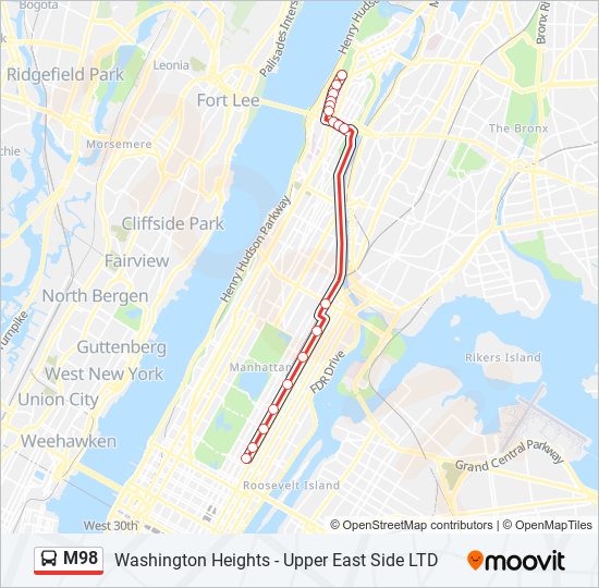 M98 bus Line Map