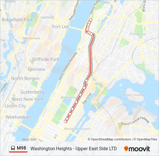 M98 Bus Line Map