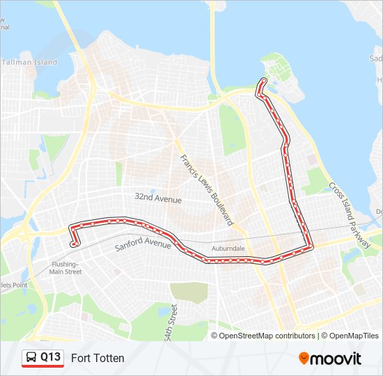 Mapa de Q13 de autobús