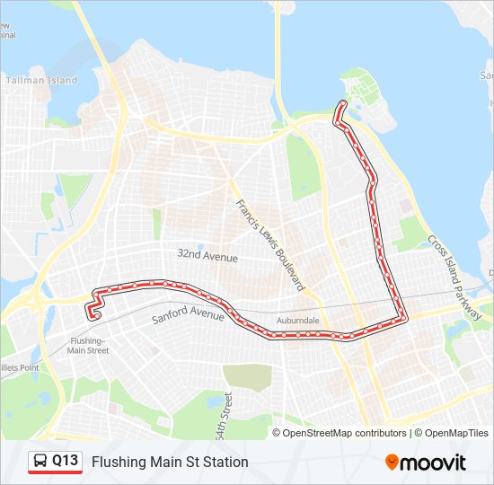 Mapa de Q13 de autobús