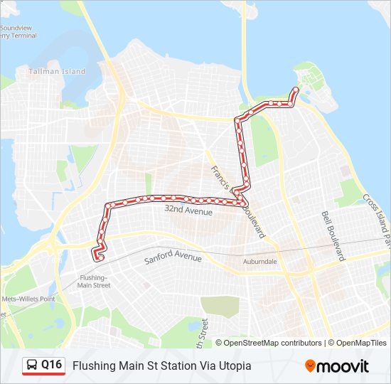 Mapa de Q16 de autobús