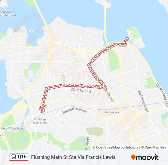 Mapa de Q16 de autobús