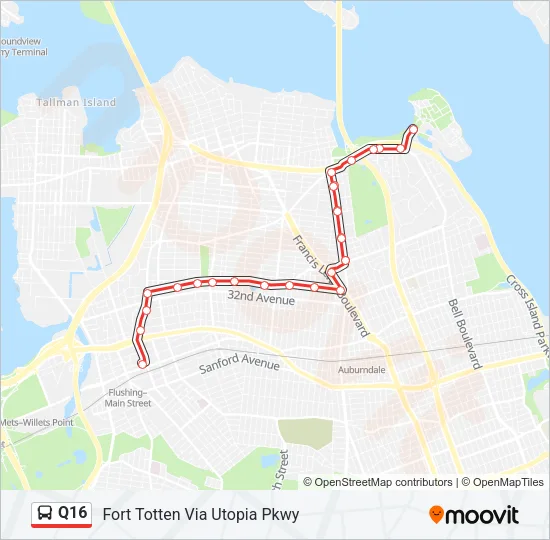 Q16 Bus Line Map