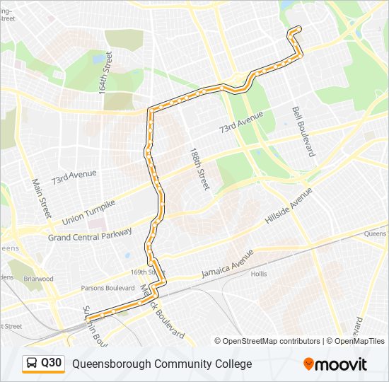 Queensborough Community College Map Q30 Route: Schedules, Stops & Maps - Queensborough Community College  (Updated)