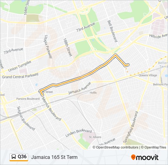 Q36 bus Line Map