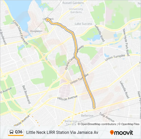 Q36 Bus Line Map