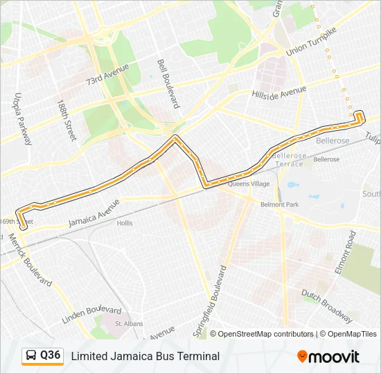 Q36 Bus Line Map