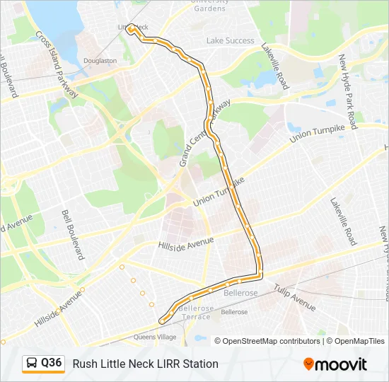 Q36 Bus Line Map