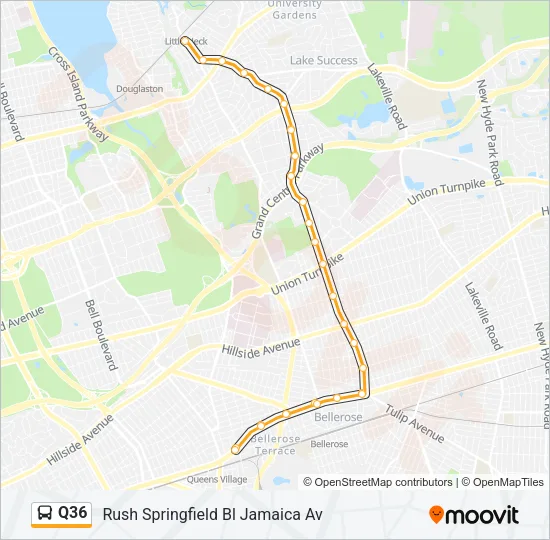 Q36 Bus Line Map