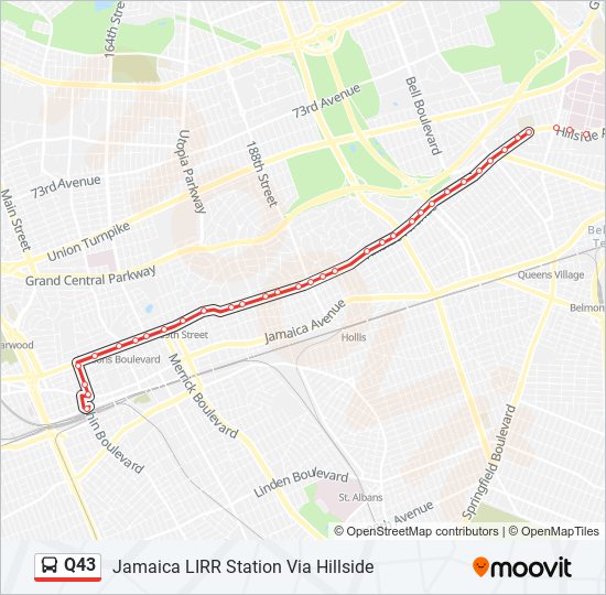 q43 Route Schedules, Stops & Maps Jamaica LIRR Station Via Hillside