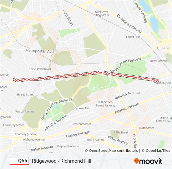 Q55 bus Line Map