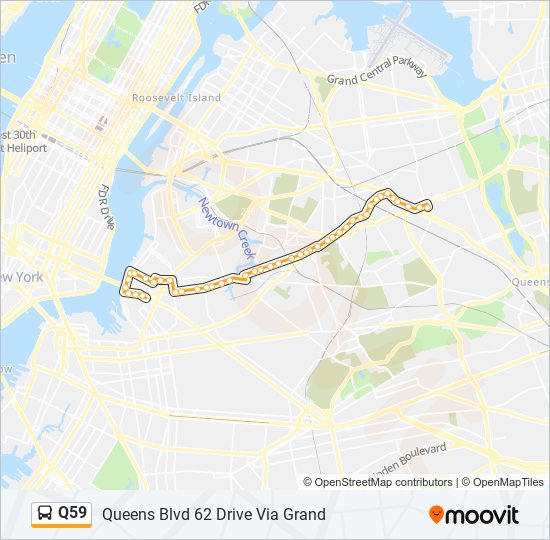 Q59 Bus Route Map Q59 Route: Schedules, Stops & Maps - Queens Blvd 62 Drive Via Grand  (Updated)