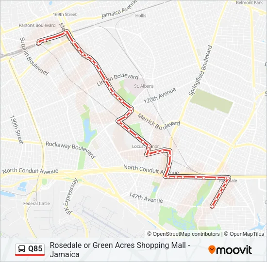 Q85 Bus Line Map