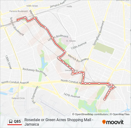 Q85 Bus Line Map