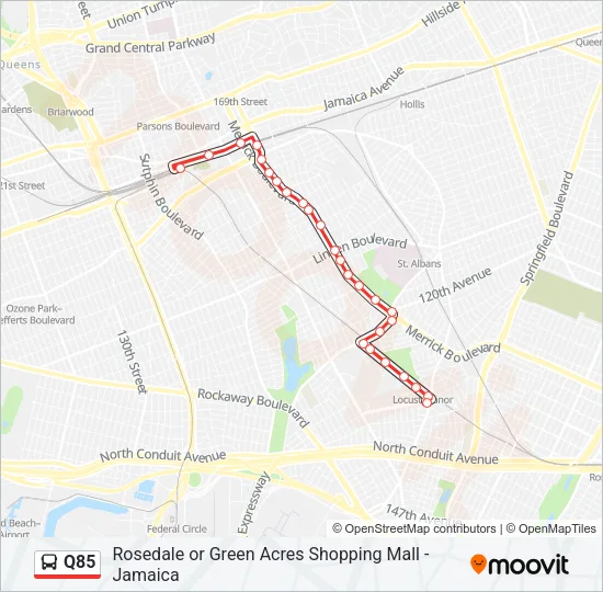 Q85 Bus Line Map