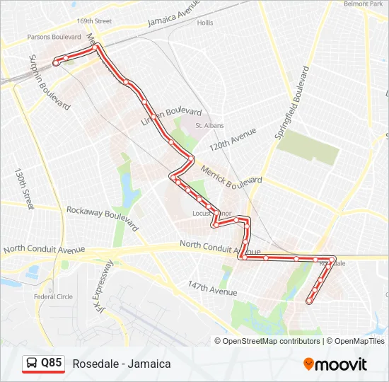 Q85 Bus Line Map