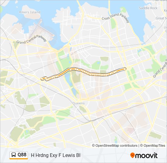 Q88 bus Line Map