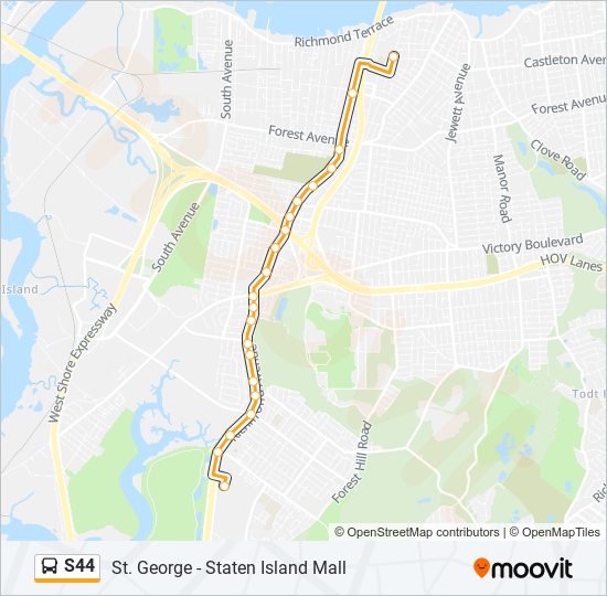 Mapa de S44 de autobús