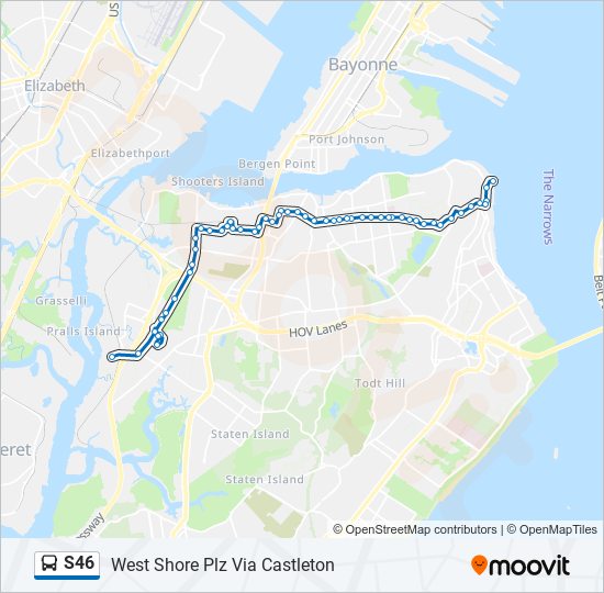 S46 bus Line Map