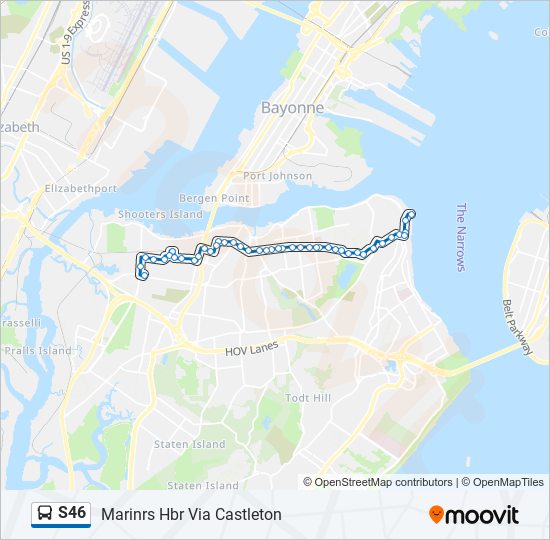 S46 bus Line Map