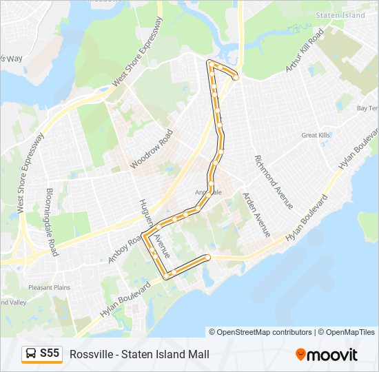 S55 bus Line Map