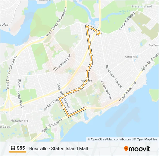 S55 Bus Line Map