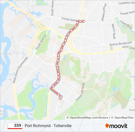 S59 bus Line Map