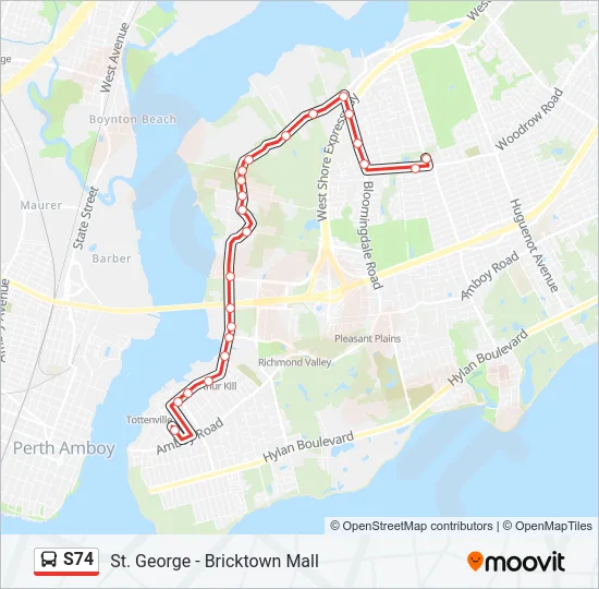 S74 Bus Line Map