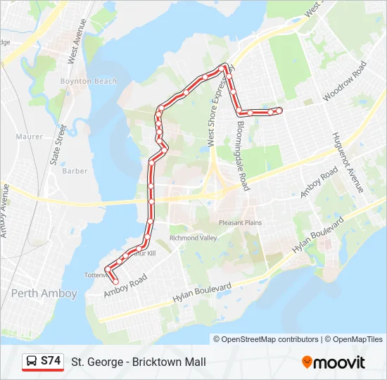S74 Bus Line Map