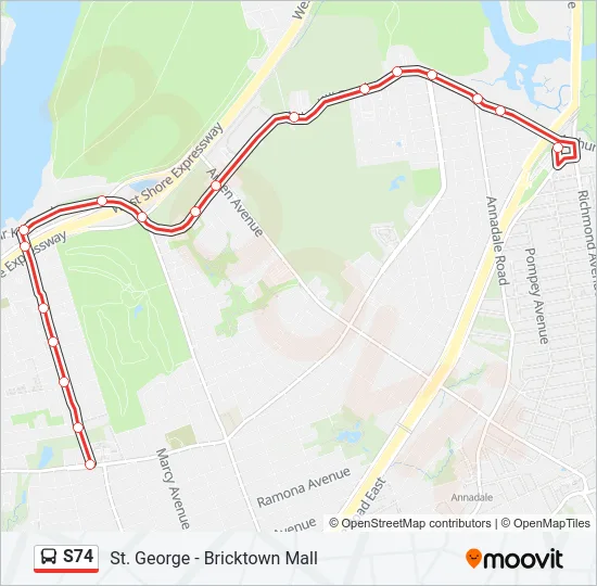 S74 Bus Line Map