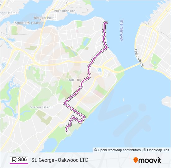S86 bus Line Map