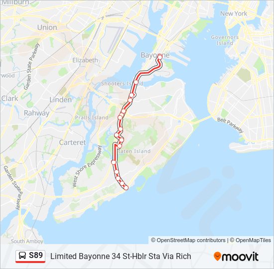 S89 bus Line Map