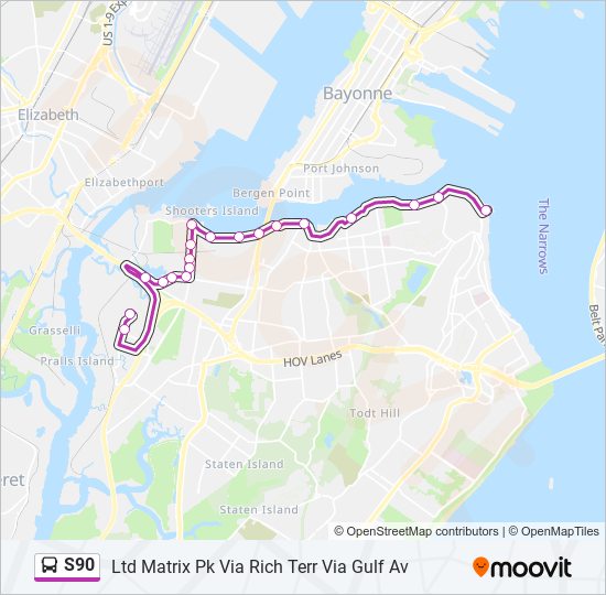 S90 bus Line Map