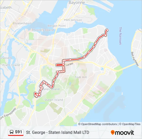 S91 Bus Line Map