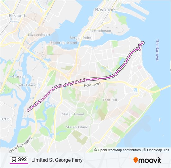 Mapa de S92 de autobús