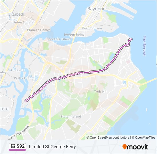S92 bus Line Map
