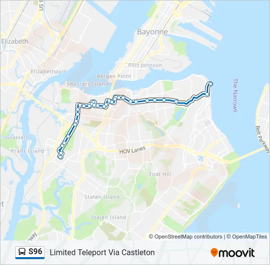 S96 Bus Line Map