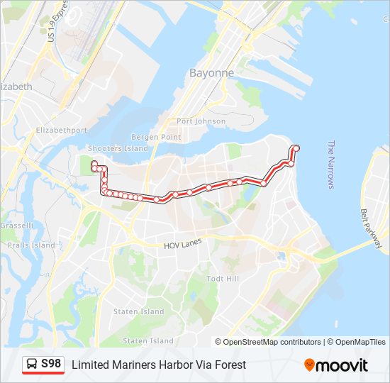 Mapa de S98 de autobús