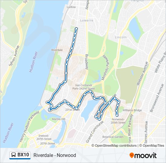 Mapa de BX10 de autobús