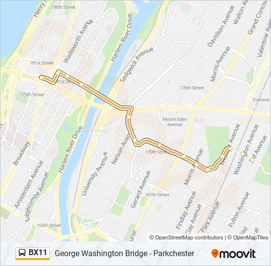 Mapa de BX11 de autobús