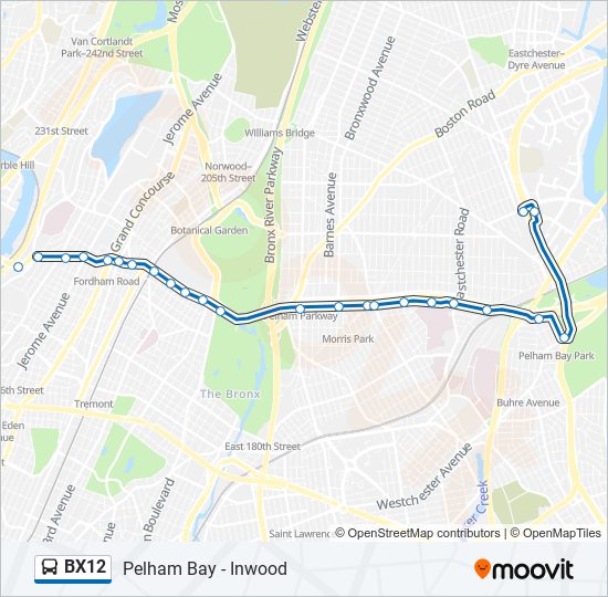 BX12 bus Line Map