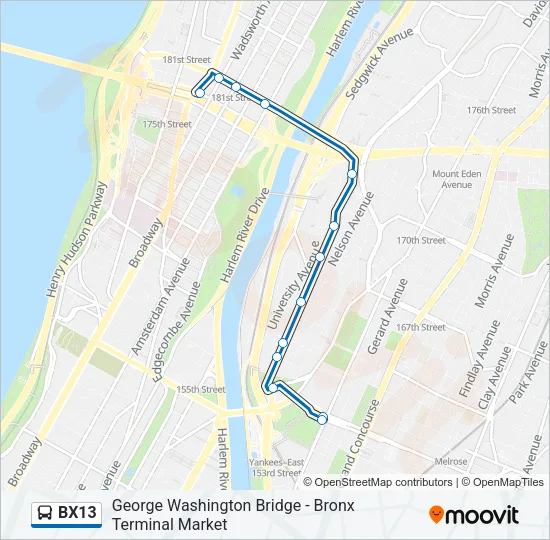 BX13 Bus Line Map