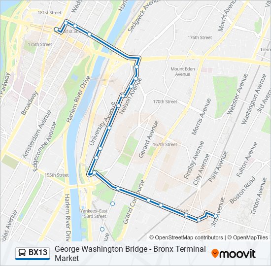 BX13 bus Line Map