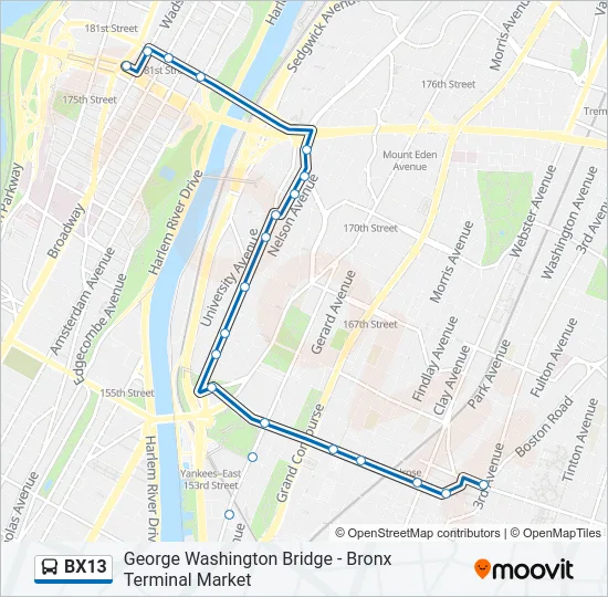 BX13 Bus Line Map