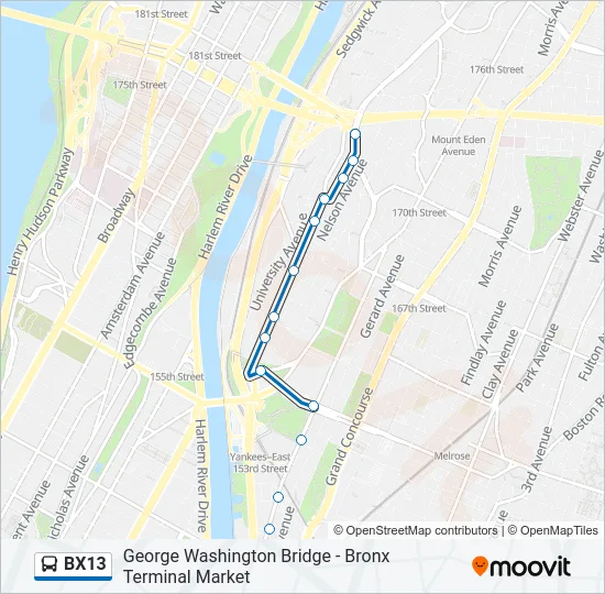 BX13 Bus Line Map