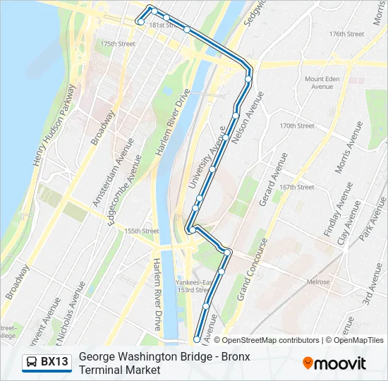BX13 Bus Line Map