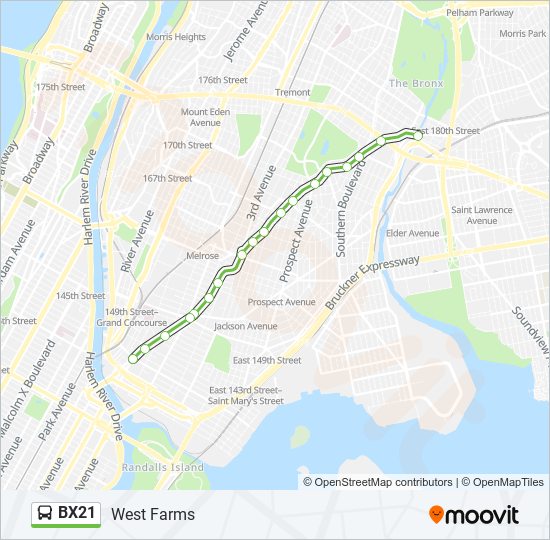 BX21 bus Line Map